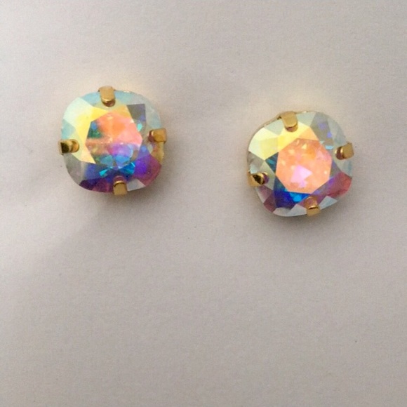 Aurora Borealis Crystal Earrings - Picture 6 of 6